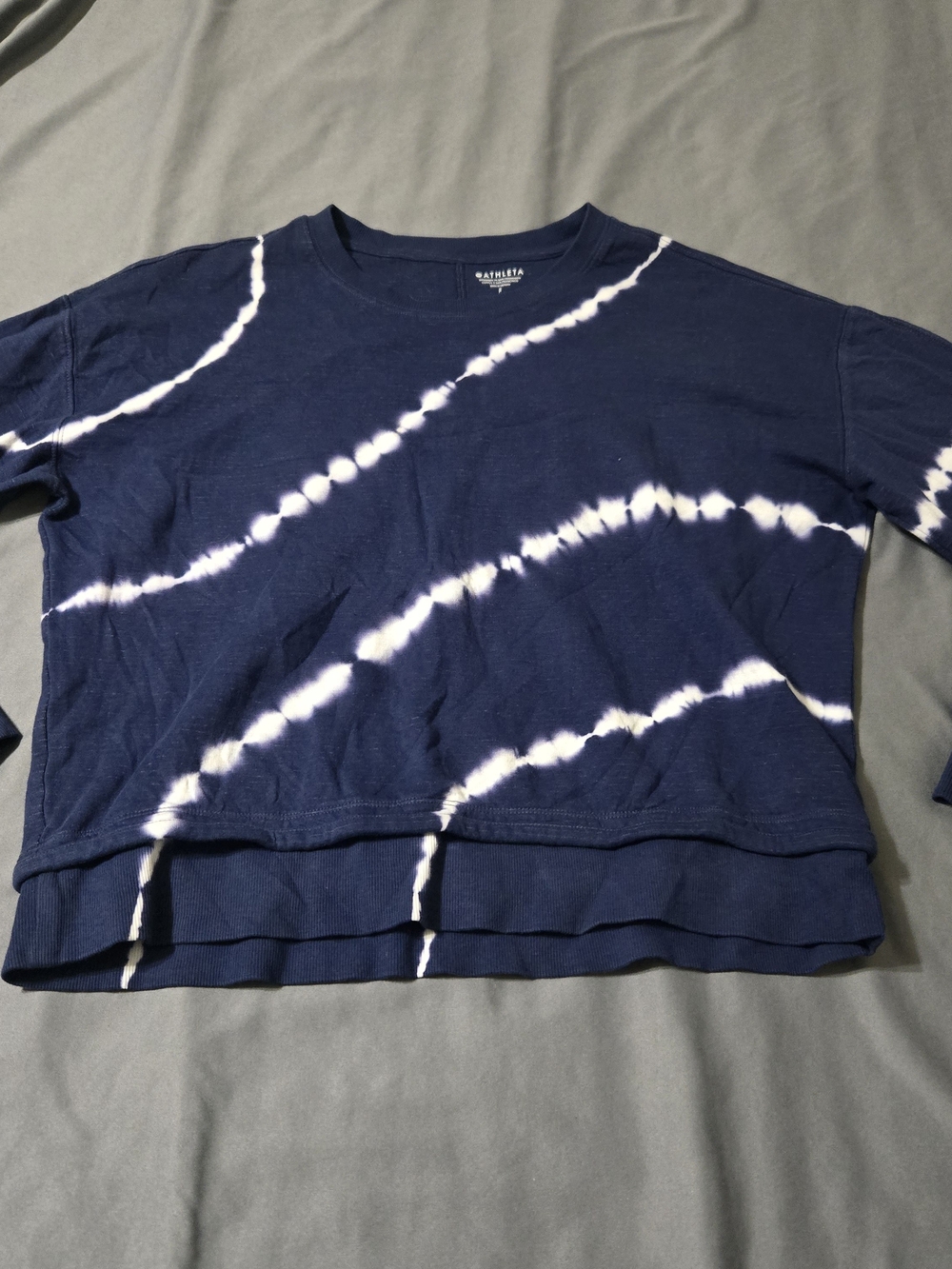 Athleta Sweatshirt Womens Small Blue Sundown 2.0 Tie Dye Athleisure Top Oversize